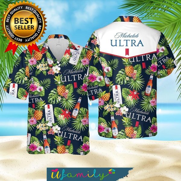 Michelob Ultra Beer Tropical Flower Cool Hawaiian Shirts For Men