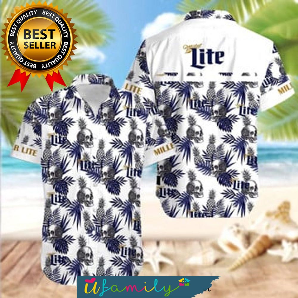 Miller High Life Lite Skull Pineapple Hot Version All Over Printed Hawaiian Shirts For Men