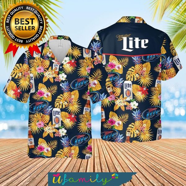 Miller Lite Beer Pineapple Summer Set Hawaii Shirts Men