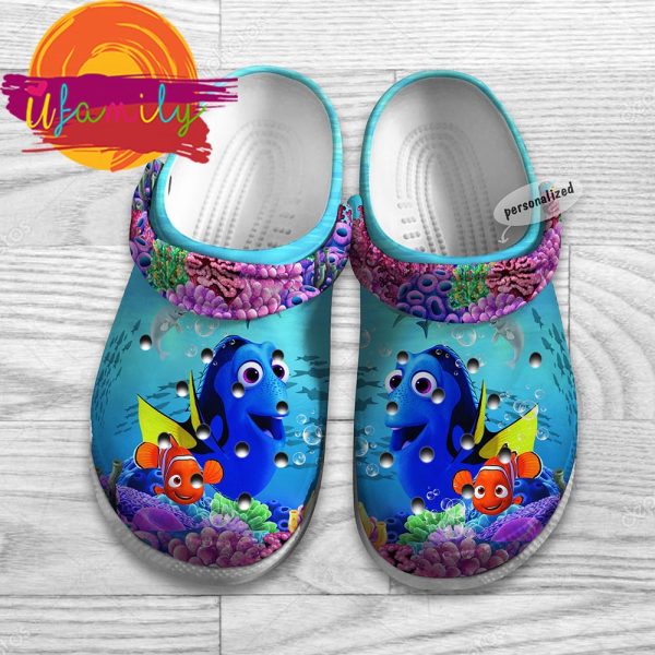 Nemo And Dory Fish Blue Sea Pattern Disney Graphic Cartoon Crocs Shoes