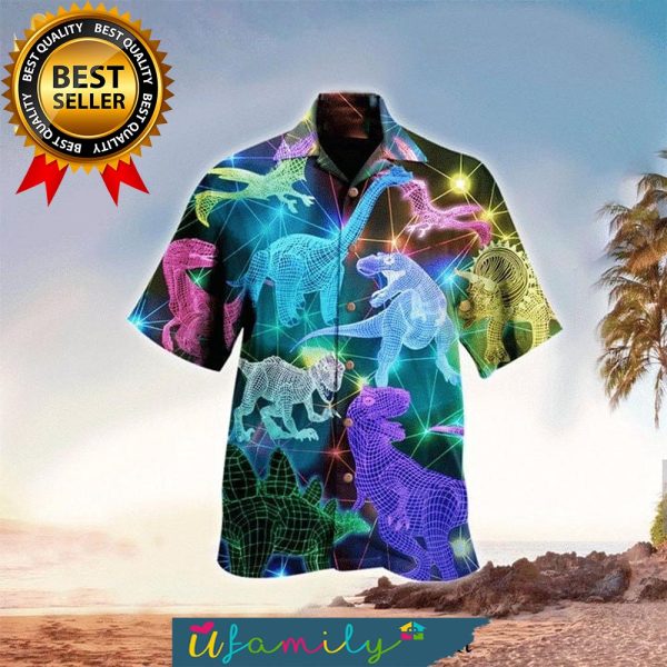 Neon Dinosaurs Best Combo All Over Print Hawaiian Shirt For Men
