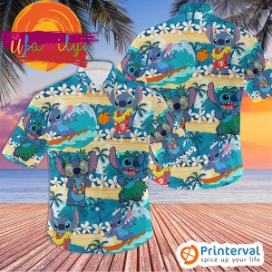 Ohana Means Family Stitch Floral Tropical Disney Hawaiian Shirt