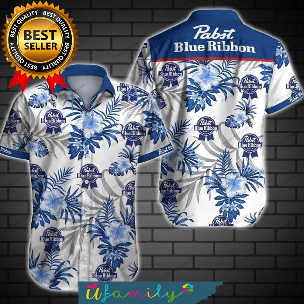 Pabst Blue Ribbon Cool Version Hawaiian Shirt For Men