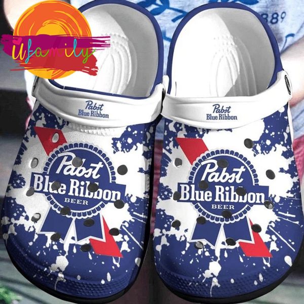 Pabst Blue Ribbon Logo Paint Crocs Shoes