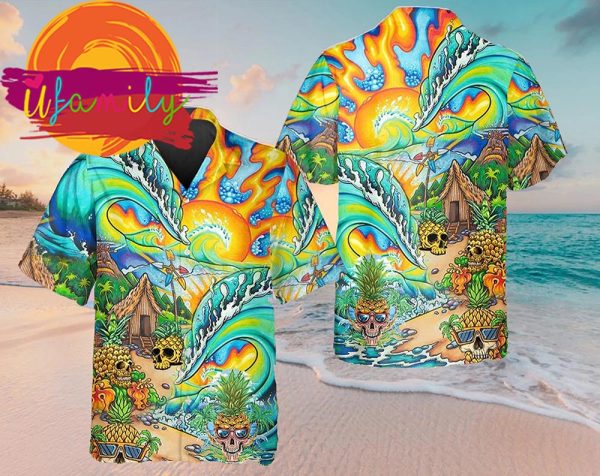 Personalized Colorful Skull Village Funny Hawaiian Shirt