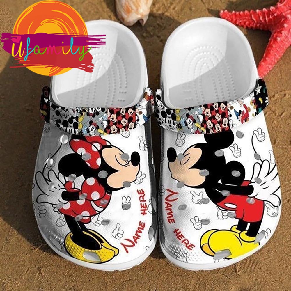 Personalized Mickey Minnie Kiss Crocs Slippers