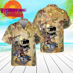 Retro Pirated Of The Caribbean Mickey And Friends Funny Hawaiian Shirt 1