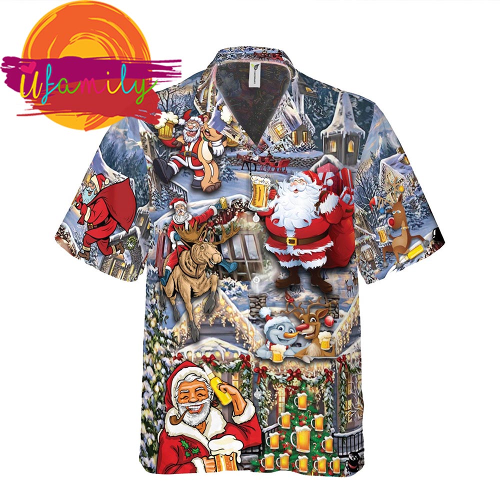 Santa Claus Christmas Beer Party Hawaii Shirt