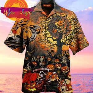 Skeleton Halloween Party Men Hawaiian Shirt 1