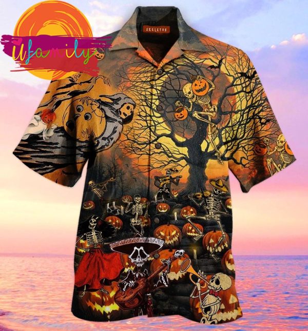 Skeleton Halloween Party Men Hawaiian Shirt