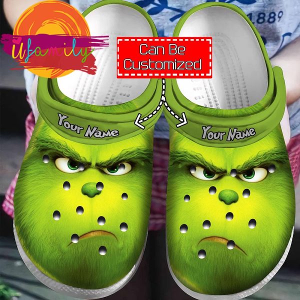 The Grinch Face Angry Christmas Custom Name Crocs Crocband Shoes