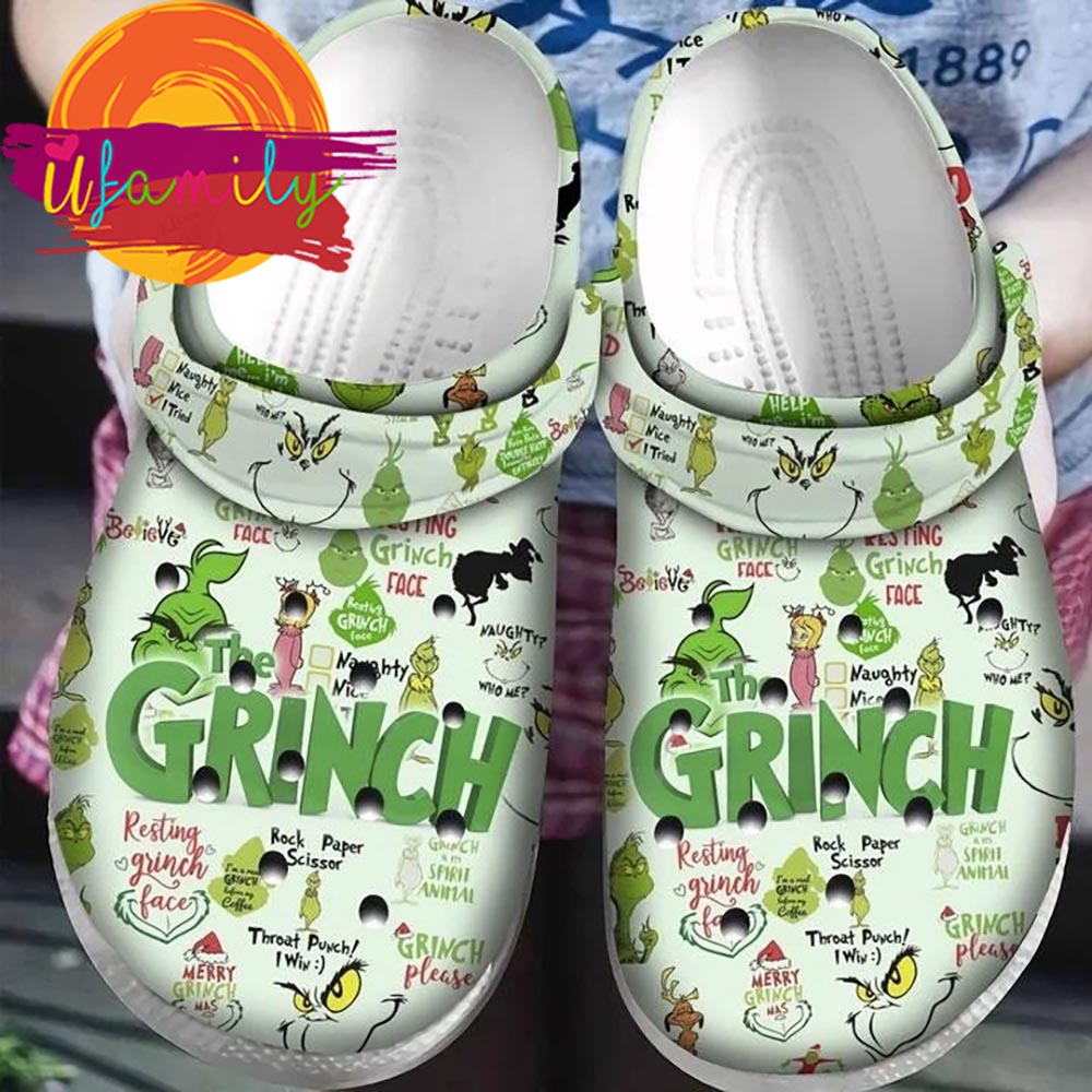 The Grinch Pattern Crocs Clog Shoes For Fans