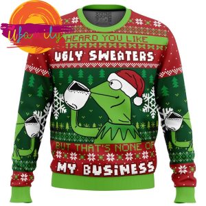 None Of My Business Kermit The Frog Ugly Christmas Sweater