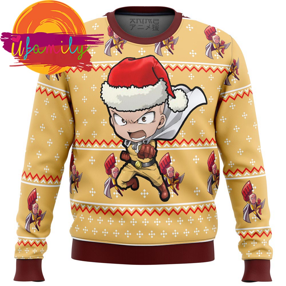 Chibi One Punch Saitama Ugly Christmas Sweater