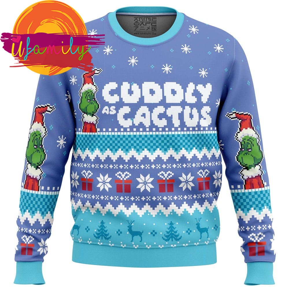 Cuddly As Cactus Grinch Ugly Christmas Sweater