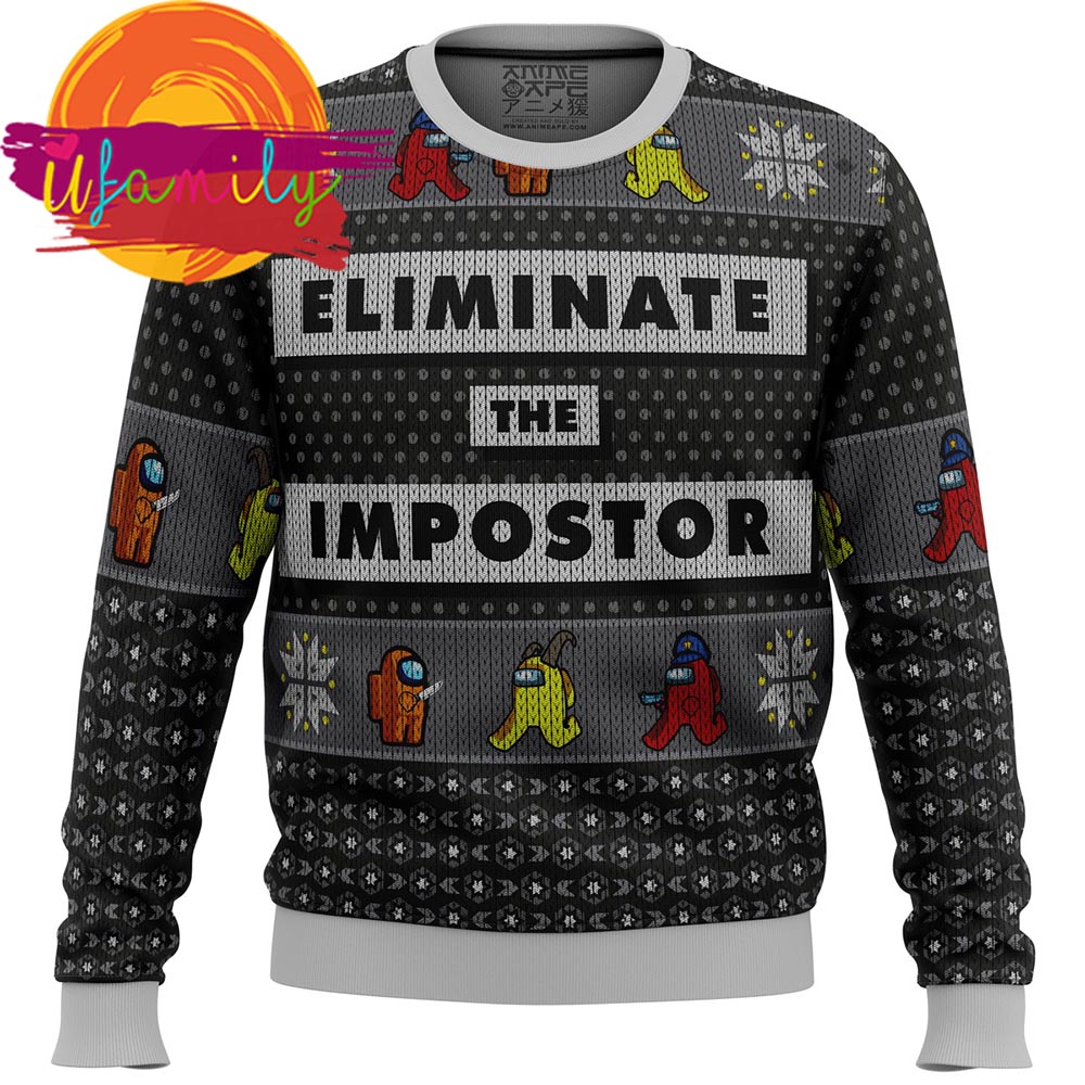 Eliminate The Impostor Among Us Ugly Christmas Sweater