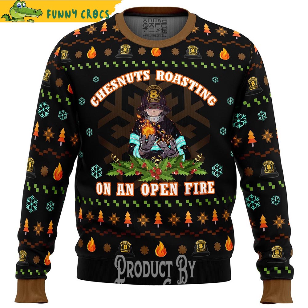 Fire Force Chestnuts Roasting Ugly Christmas Sweater
