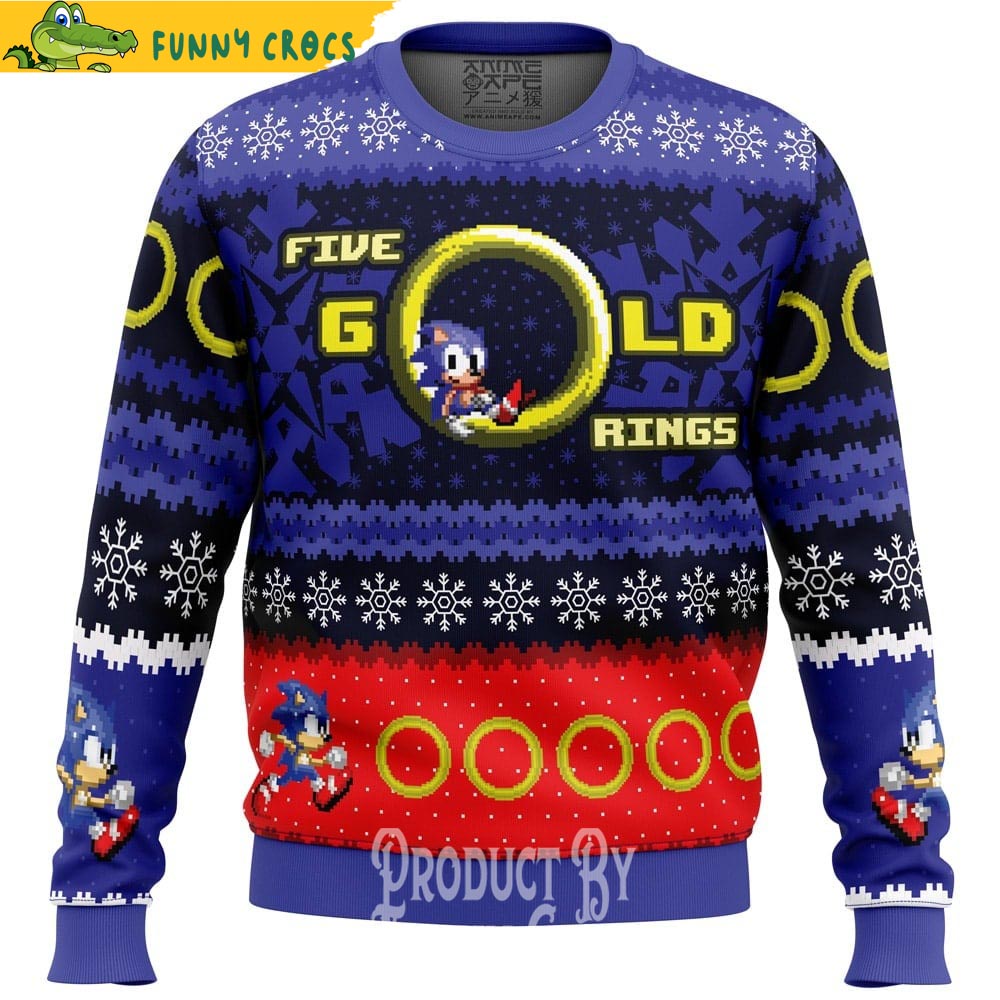 Gold Rings Sonic The Hedgehog Ugly Christmas Sweater