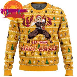 Heart Ablaze Rengoku Demon Slayer Christmas Sweater