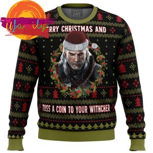 Merry Christmas And Toss A Coin The Witcher Ugly Christmas Sweater