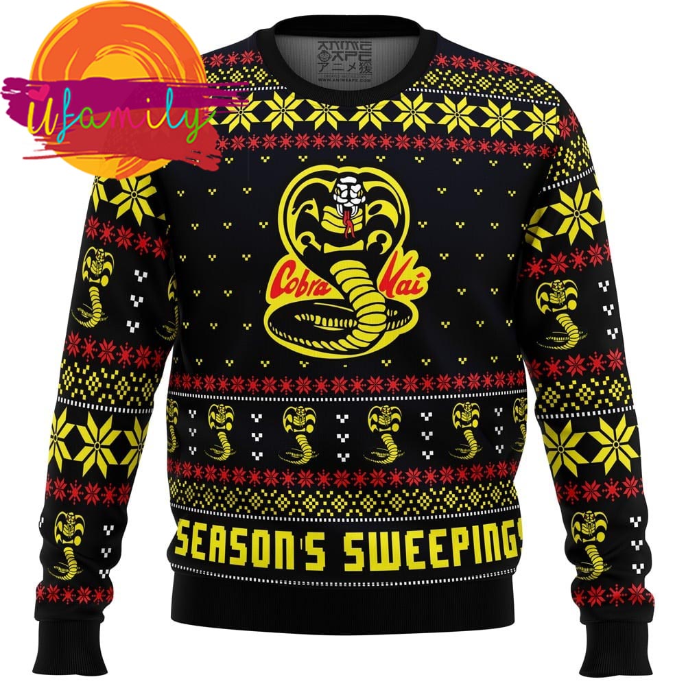 Season's Sweepings Cobra Kai Karate Kid Ugly Christmas Sweater