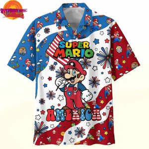 4th Of July America Super Mario Hawaiian Shirt 2