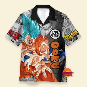 Custom Goku Blue Dragon Ball Z Hawaiian Shirt 1
