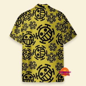 Personalized Trafalgar Law Jolly Roger Yellow One Piece Hawaiian Shirt 2