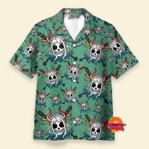 Personalized Yamato Jolly Roger Green One Piece Hawaiian Shirt 1