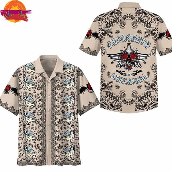 Aerosmith Authentic Light Brown Hawaiian Shirt