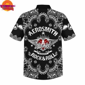 Aerosmith Authentic Rock And Roll Black Hawaiian Shirt 3