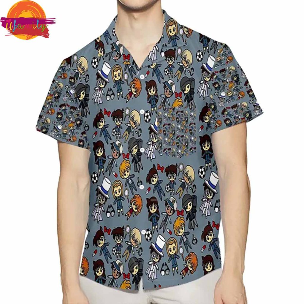 Anime Famous Detective Conan Chibi Pattern Hawaiian Shirt