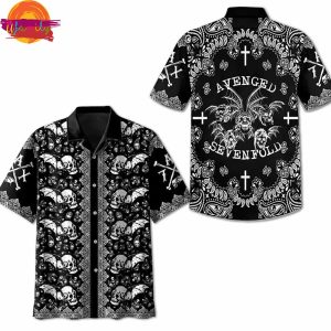 Avenged Sevenfold Skull Flying Bat Hawaiian Shirt 1