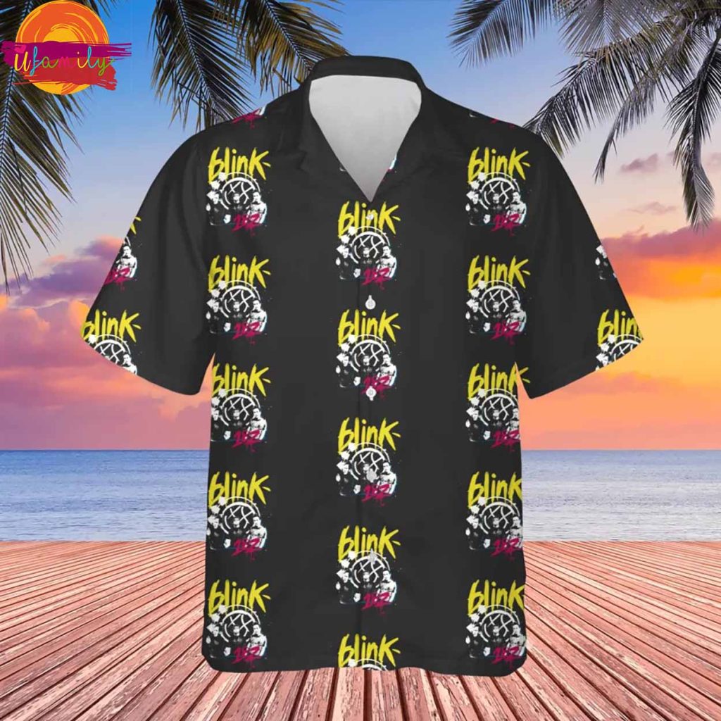 Blink 182 Pattern Black Hawaiian Shirt
