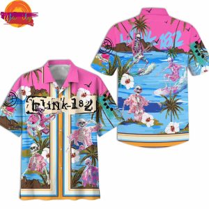 Blink 182 Skull Surfing Hawaiian Shirt Style 1