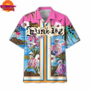 Blink 182 Skull Surfing Hawaiian Shirt Style 3