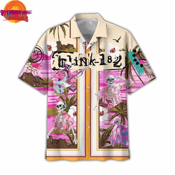 Blink 182 Skull Surfing Pink Hawaiian Shirt