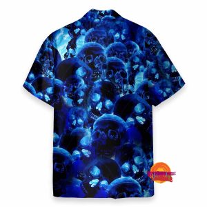 Blue Skull Hawaiian Shirt Men 2
