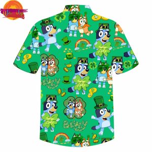 Bluey St Patricks Day Green Hawaiian Shirt 2