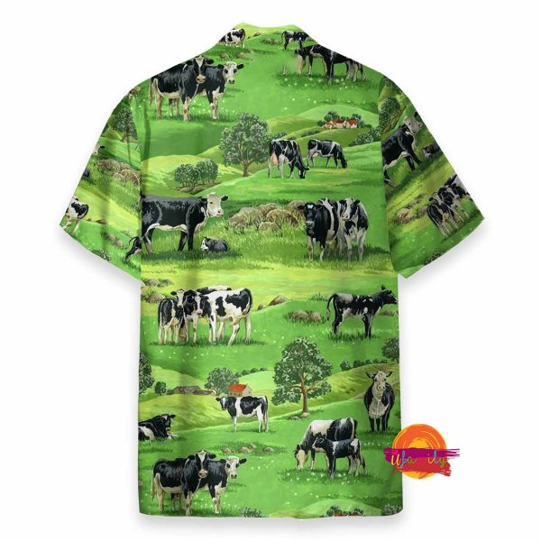 Dairy Cow On Grass Valley Hawaiian Shirt For Farmers