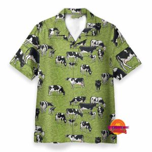Dairy Cow On The Grass Field Pattern Hawaiian Shirt 2