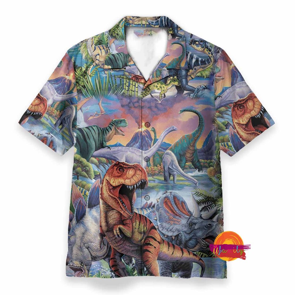 Dinosaur World Button Up Hawaiian Shirt