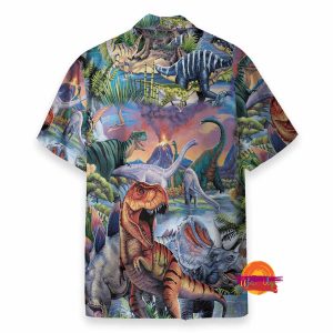 Dinosaur World Button Up Hawaiian Shirt 2