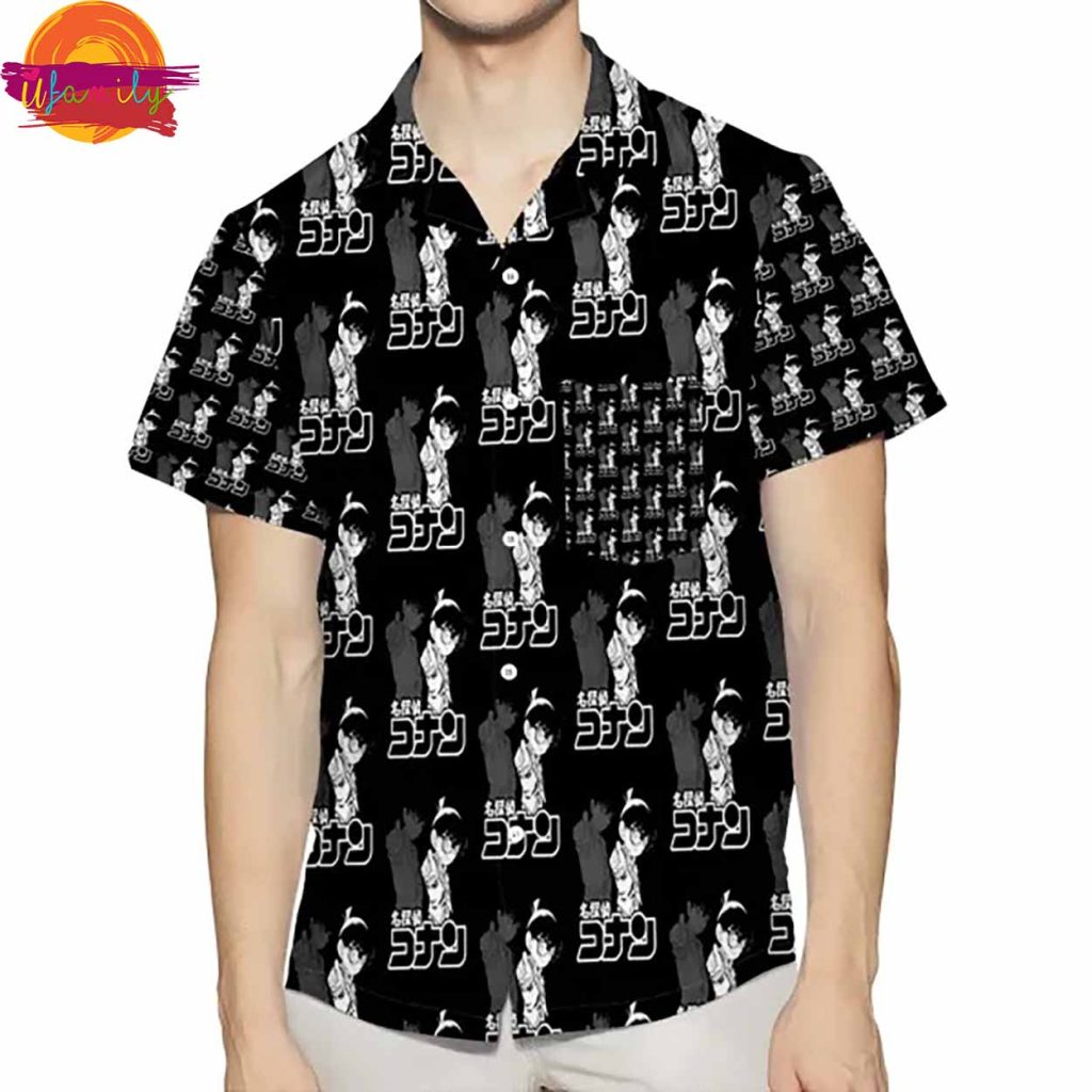 Edogawa Conan Pattern Black Hawaiian Shirt