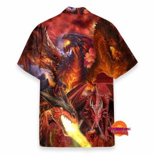 Flaming Dragon Button Up Animal Hawaiian Shirt