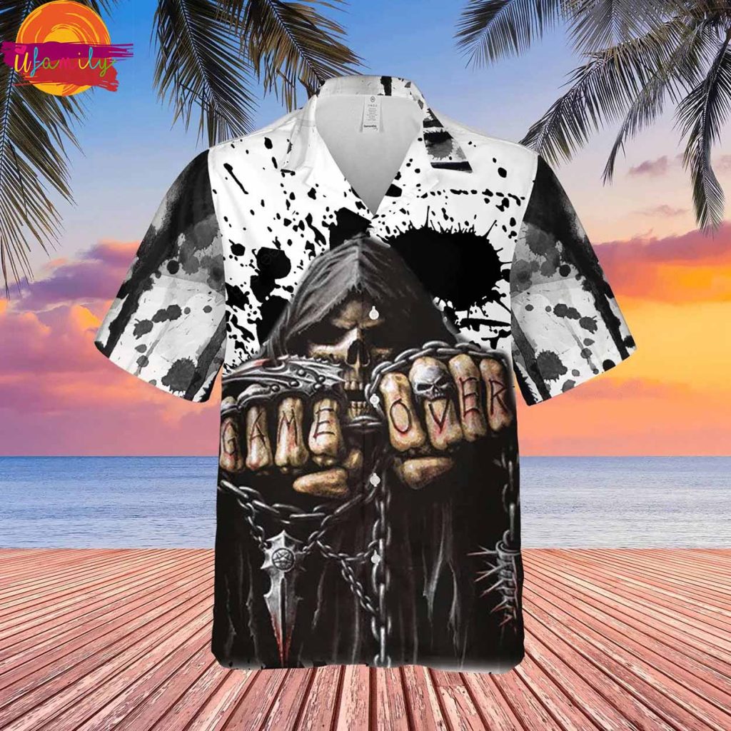 Game Over Skull Hawaiian Shirt