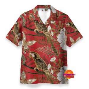 Parrot And Flower Tropical Pattern Japanese Style Hawaiian Shirt 2