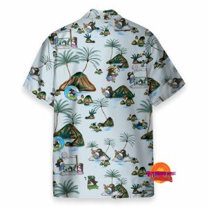 Penguin On The Beach Tropical Pattern Hawaiian Shirt 1