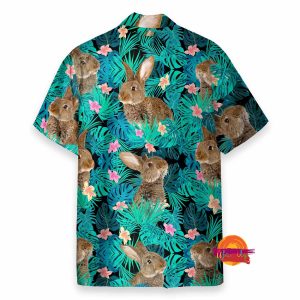 Rabbits In Tropical Flowers Hawaiian Shirt 2