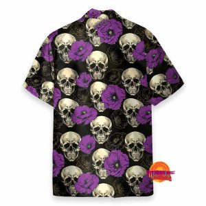 Skull And Purple Flower Tropical Hawaiian Shirt 1